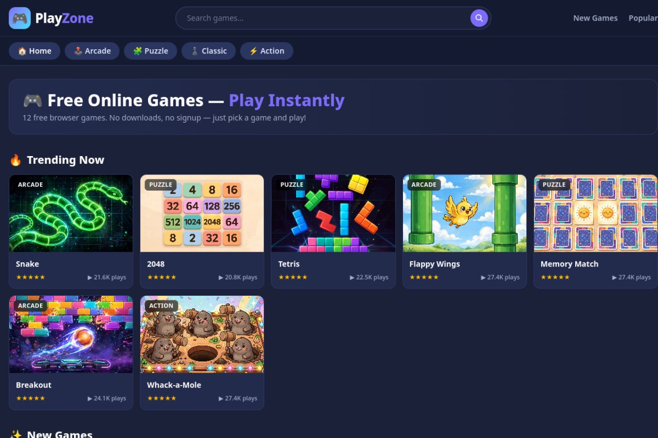 PlayZone free online games portal